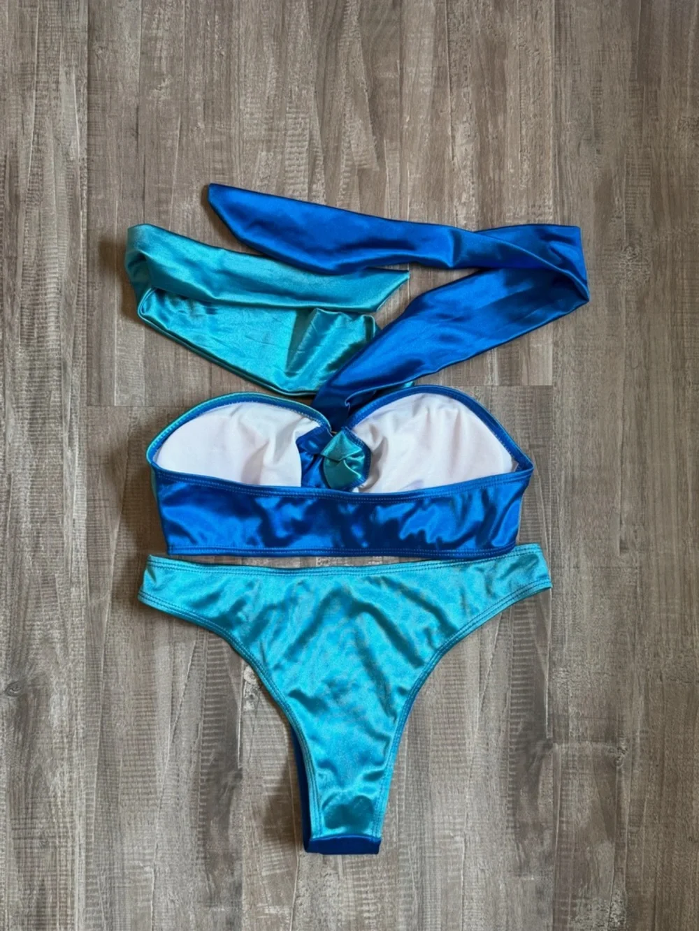 SHEIN Shiny Blue Teal Bikini Set